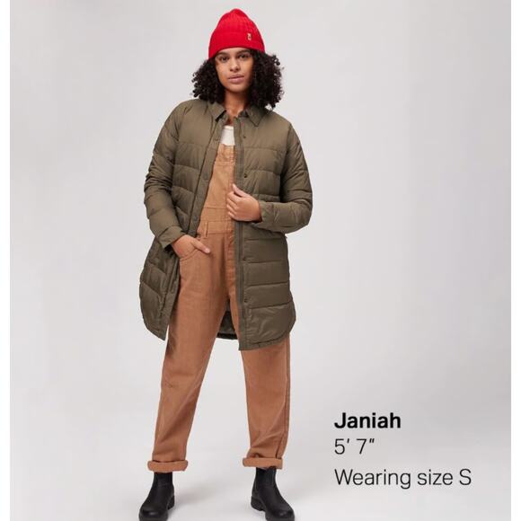 Prana Globe Thistle Down Jacket Women’s Olive Green Long Puffer Coat Size Small